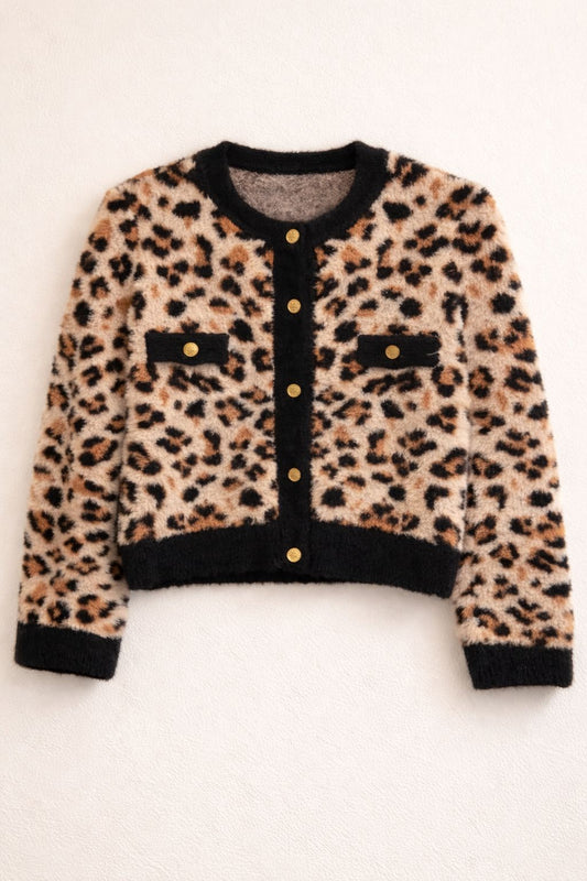 Leopar Desenli Yumuşak Dokulu Hırka