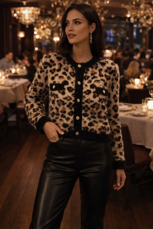 Leopar Desenli Yumuşak Dokulu Hırka