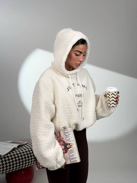 Je T'aime Paris Peluş Kapüşonlu Sweatshirt