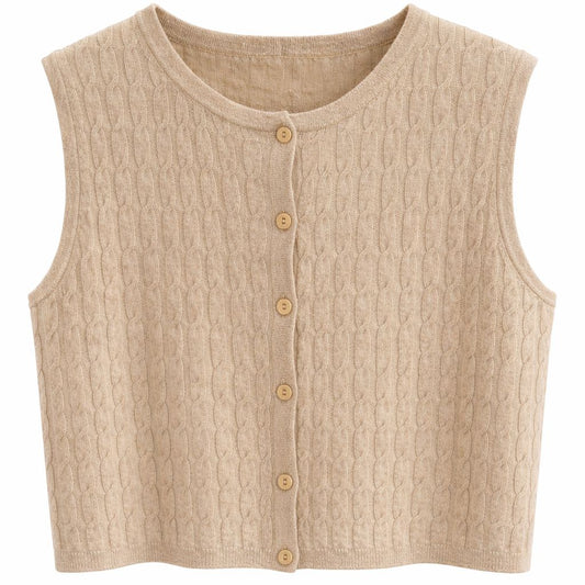 Kaşmir Örgü Desenli Kolsuz Yelek