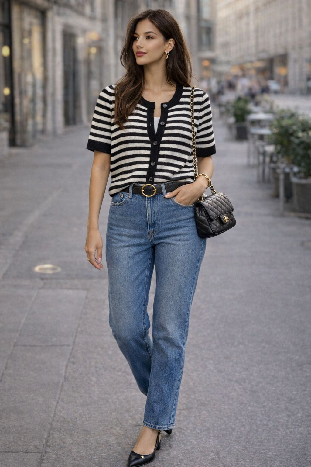 Çizgili Triko Hırka