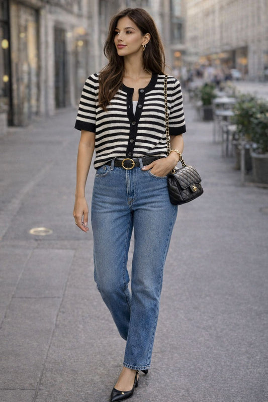 Çizgili Triko Hırka