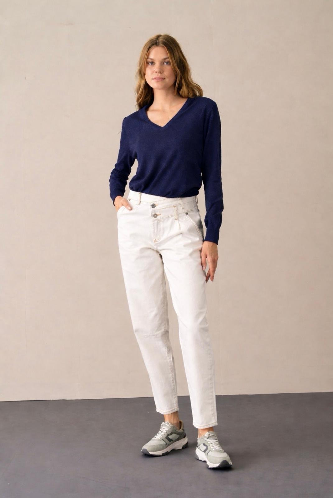 V Yaka %100 Pamuk Basic Kazak