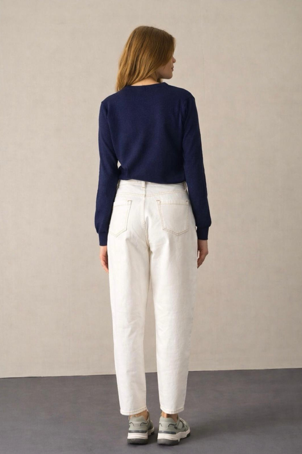 V Yaka %100 Pamuk Basic Kazak