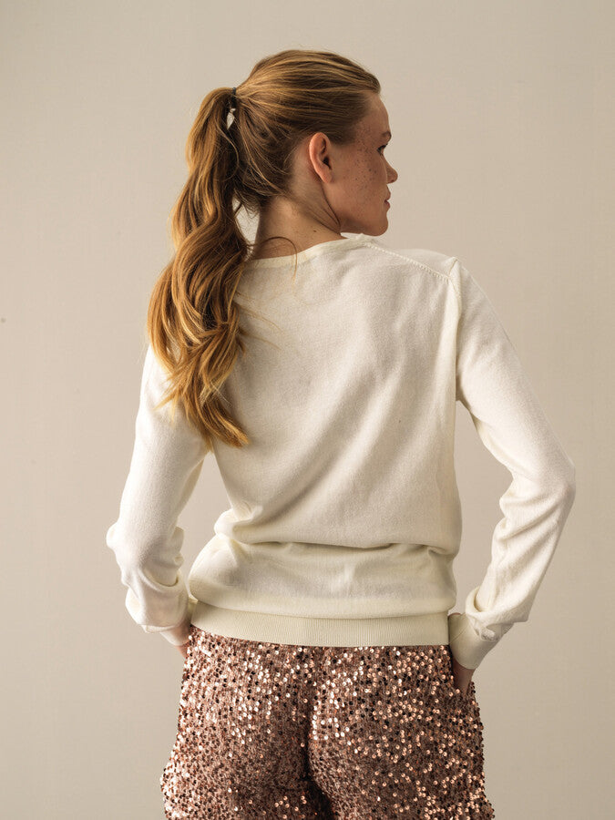 V Yaka %100 Pamuk Basic Kazak